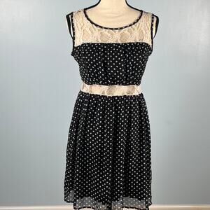 Polka Dot Lace Dress Coquette Twee Indie Sleaze Babydoll Keyhole Back XS S